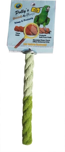 Polly's Pet Products Sand-E-Rope Nail Trimming Bird Perch， Color Varies