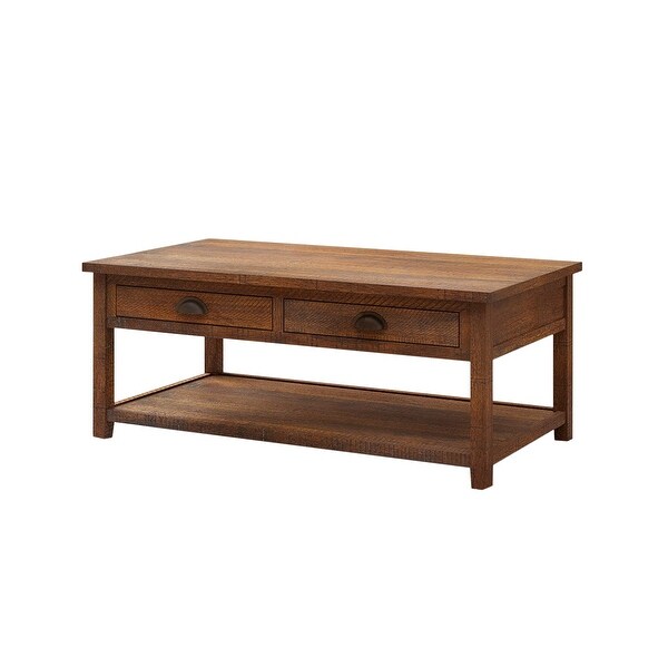 Wood Sofa Table Coffee Table with 2 Drawers and 1 Shelf for Living Room