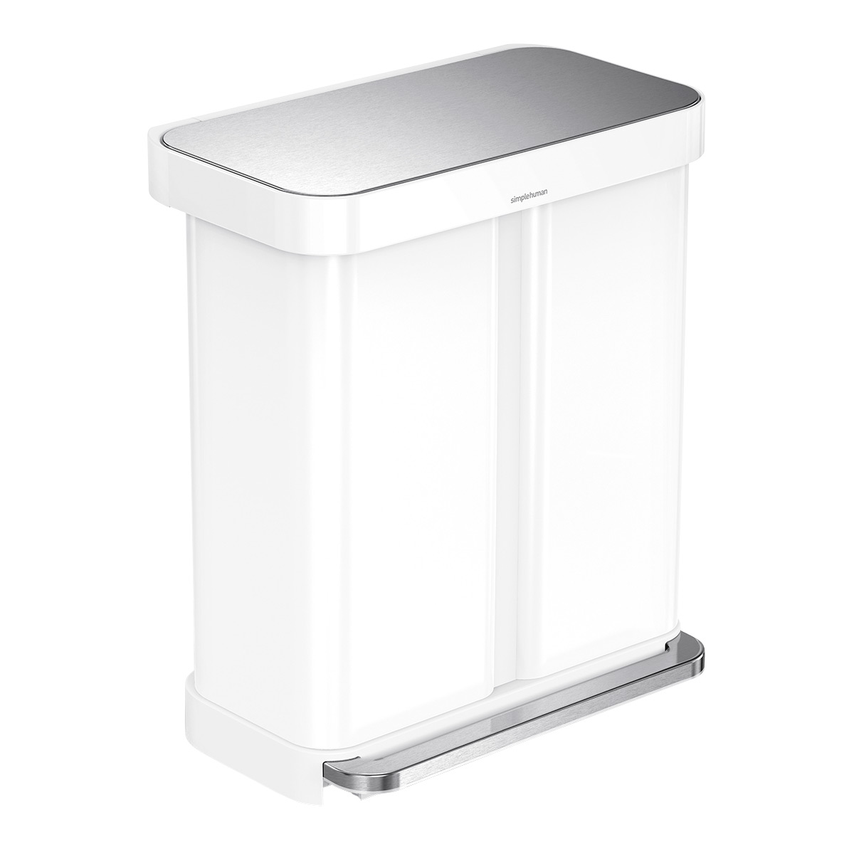 simplehuman 15 gal58L Step Can Dual Recycler with Liner Pocket