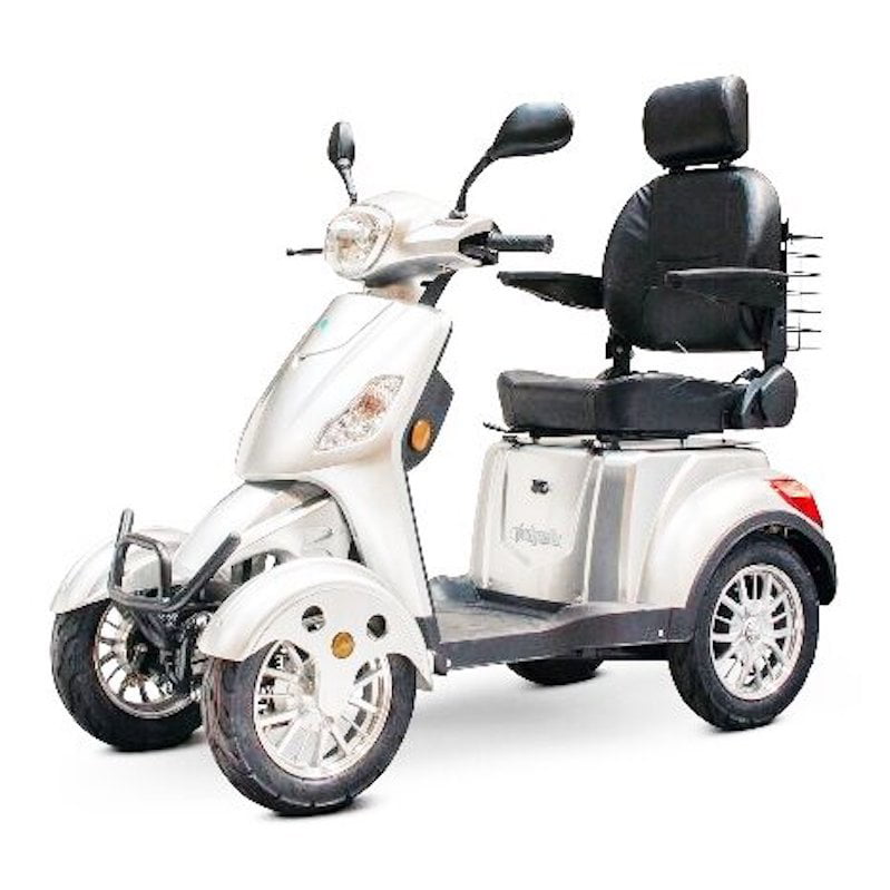 EWheels EW-46 - Luxury 4 Wheel Mobility Scooter, w/Captain's Seat and 400lbs Capacity, Silver