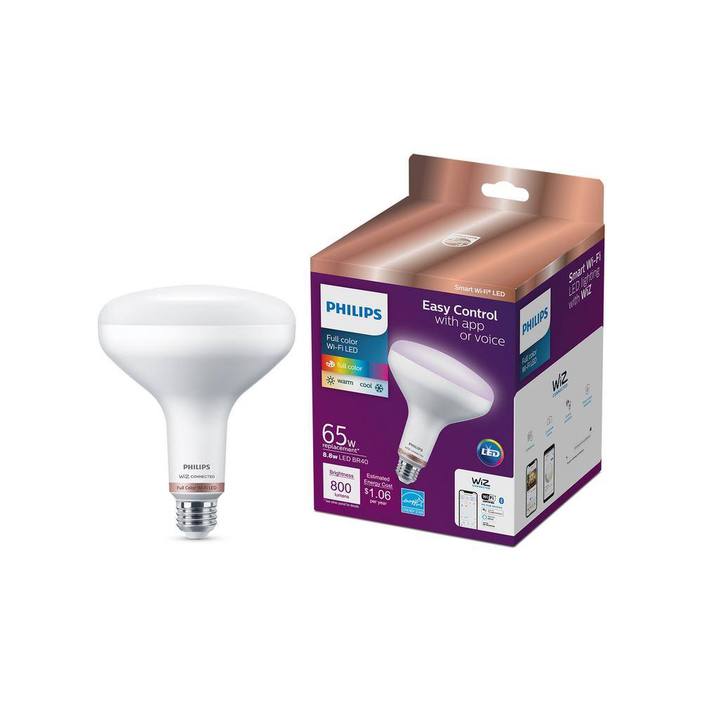 Philips 65-Watt Equivalent BR40 Smart Wi-Fi LED Color Changing Light Bulb Powered by WiZ with Bluetooth (1-Pack) 567131