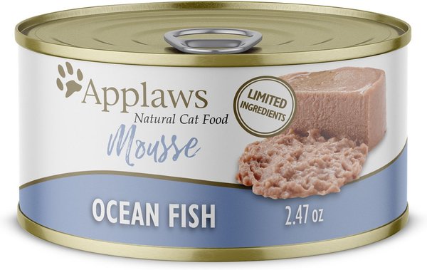 Applaws Mousse Ocean Fish Grain-Free Wet Cat Food， 2.47-oz can， case of 24