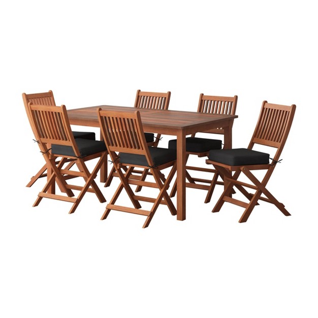 7pc Outdoor Dining Set Natural Corliving