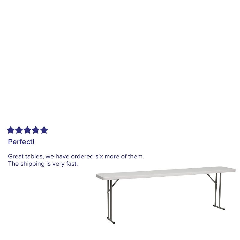 Emma and Oliver 8-Foot Rectangle Granite White Plastic Folding Training / Seminar Table