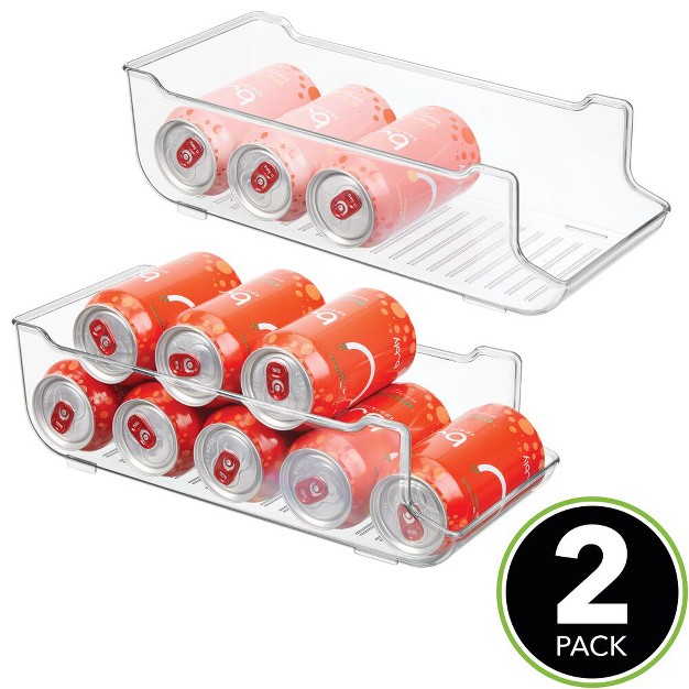 Mdesign Pop soda Can Storage Dispenser Bin For Fridge Pantry 2 Pack Clear