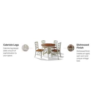 HOMESTYLES French Countryside 5-Piece Oak and Rubbed White Dining Set 5518-308