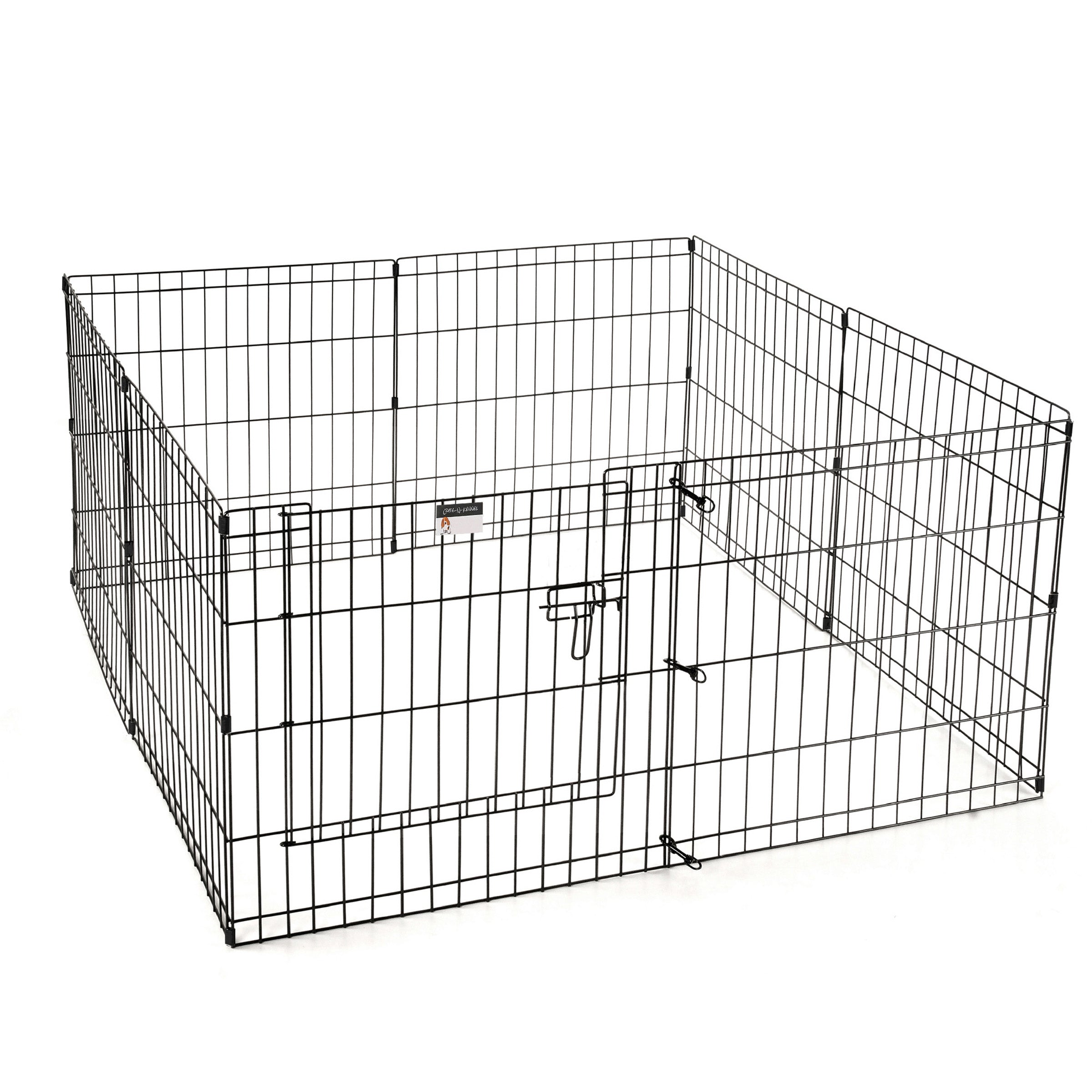 Puppy Playpen Foldable Metal Exercise Enclosure Eight 24x24-Inch Panels Indoor/Outdoor Pen with Gate for Dogs， Cats or Small Animals by Petmaker