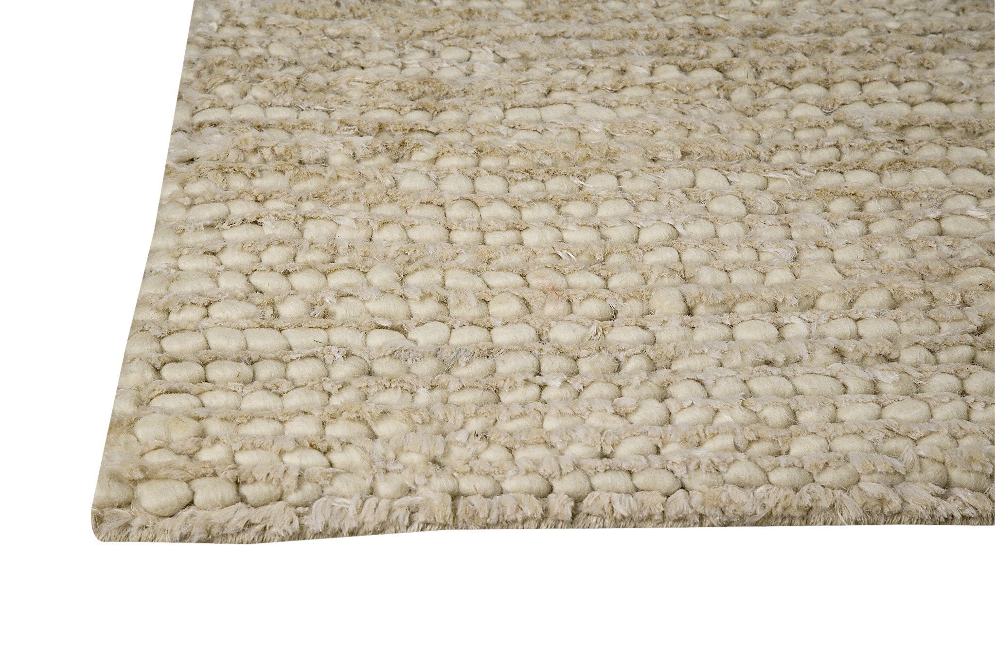 Nature Collection Hand Woven Wool and Hemp Area Rug in White