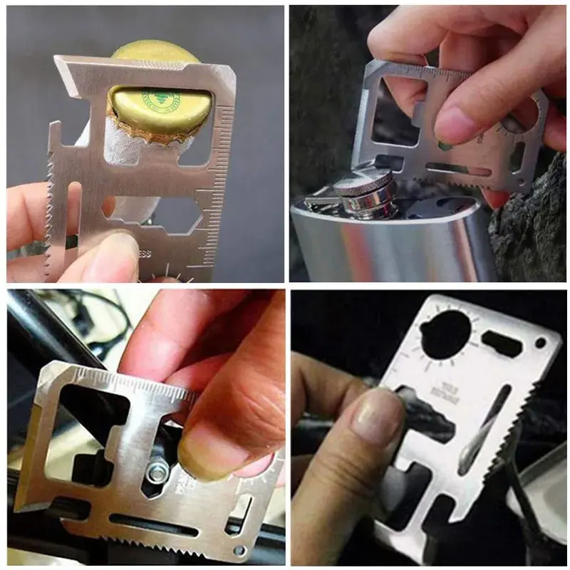 Survival Card Outdoor Custom 11 in 1 Pocket Stainless Steel Survival Credit Card Beer Opener Survival Card Multi Functional Tool