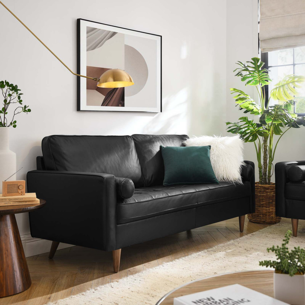 Valour Leather Sofa   Midcentury   Sofas   by Modway  Houzz