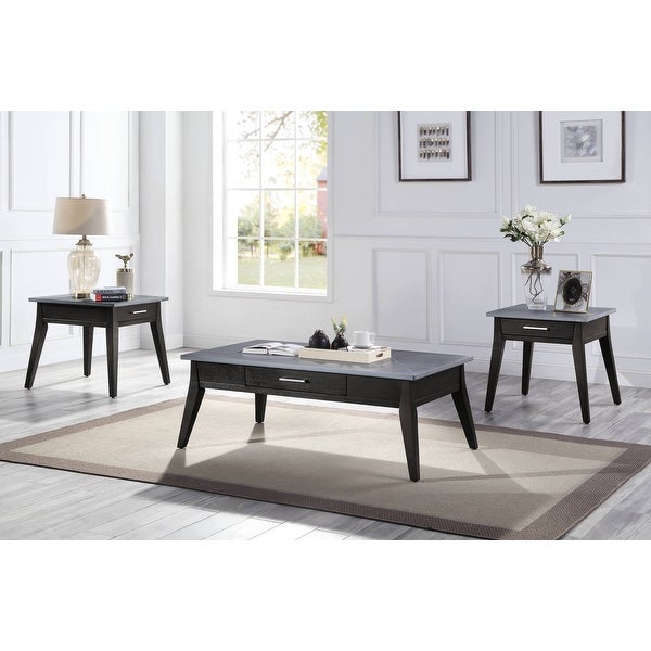 ACME Zemocryss End Table in Marble and Dark Brown Finish