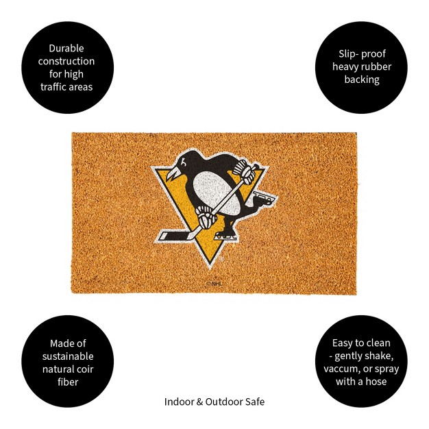 Evergreennhlpittsburgh Penguins Logo Natural Coir 28 X 16 Inches Indoor Outdoor Doormat