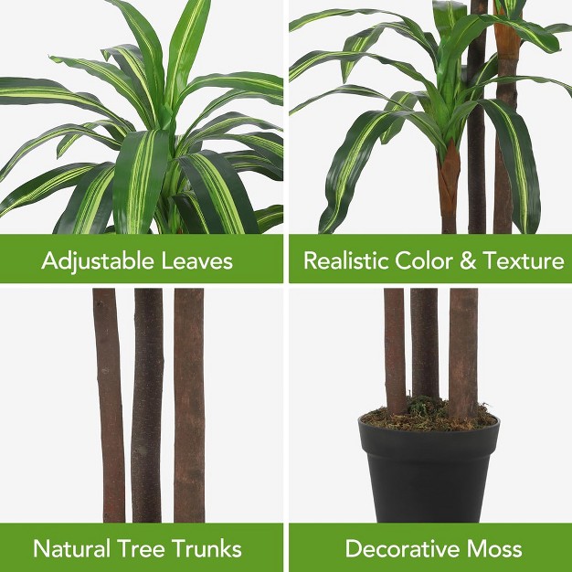 Dracaena Silk Plant， Artificial Tree For Indoor Office Home Living Room