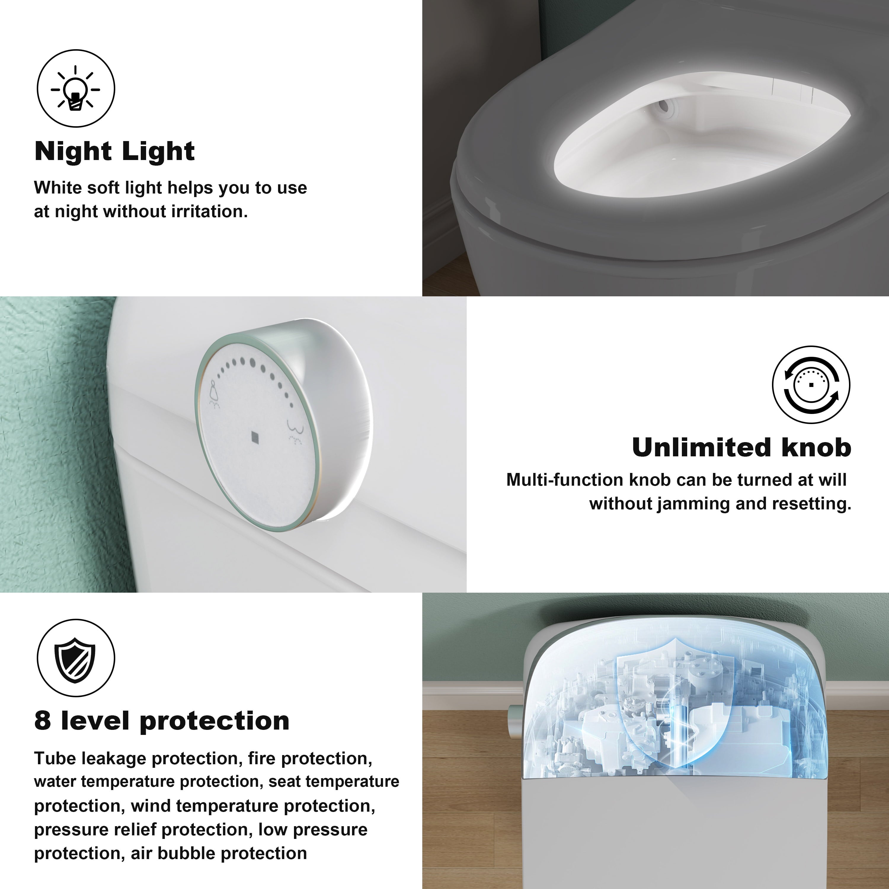 HOROW Smart Toilet with Heated Seat, Warm Water Wash, Night Light, LED Display, One Piece Elongated Tankless Toilet with Bidet for Bathrooms