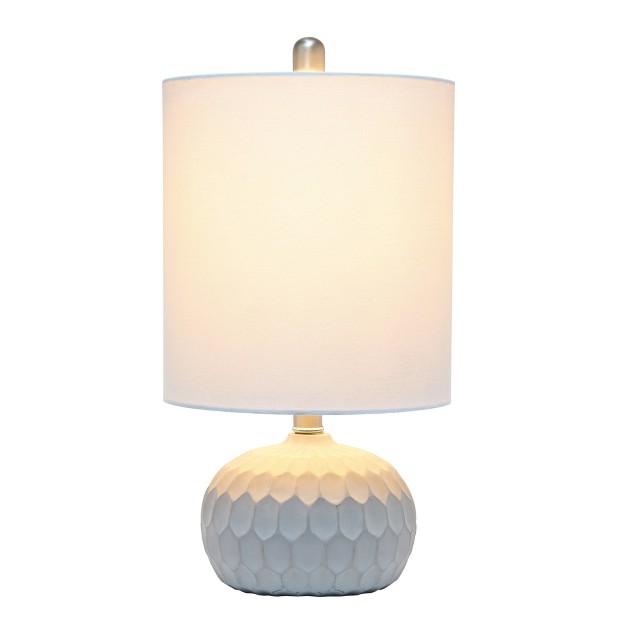 Concrete Thumbprint Table Lamp With Fabric Shade White Lalia Home