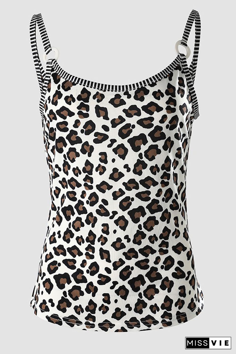 Cheetah Striped Patchwork Low-Back Cut Tank Top