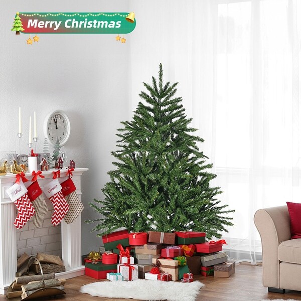 4.5ft Artificial Premium Hinged Spruce Full Christmas Tree with Metal Stand and 663 Tips