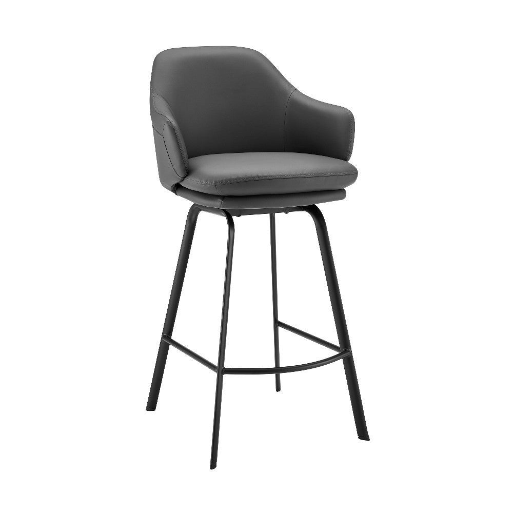 26 Inch Metal and Faux Leather Swivel Counter Stool - 23 L x 21 W x 36 H Inches