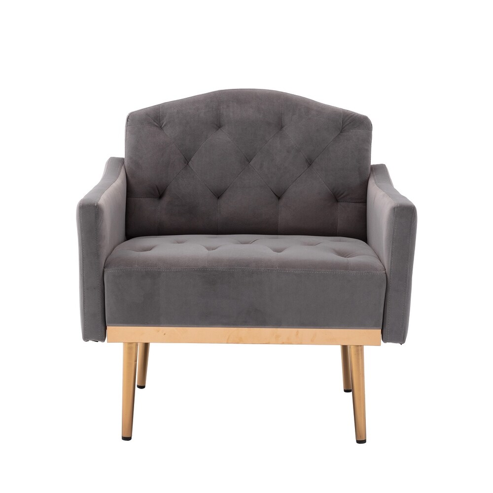 Tufted Velvet Accent Chair with Rose Golden Legs