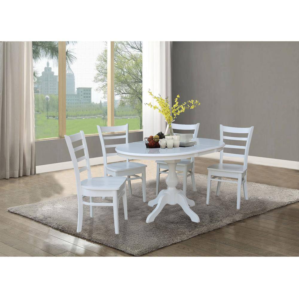 International Concepts Sophia 5-Piece 36 in. White Extendable Solid Wood Dining Set with Emily Chairs K08-36RXT-11B-C617-4