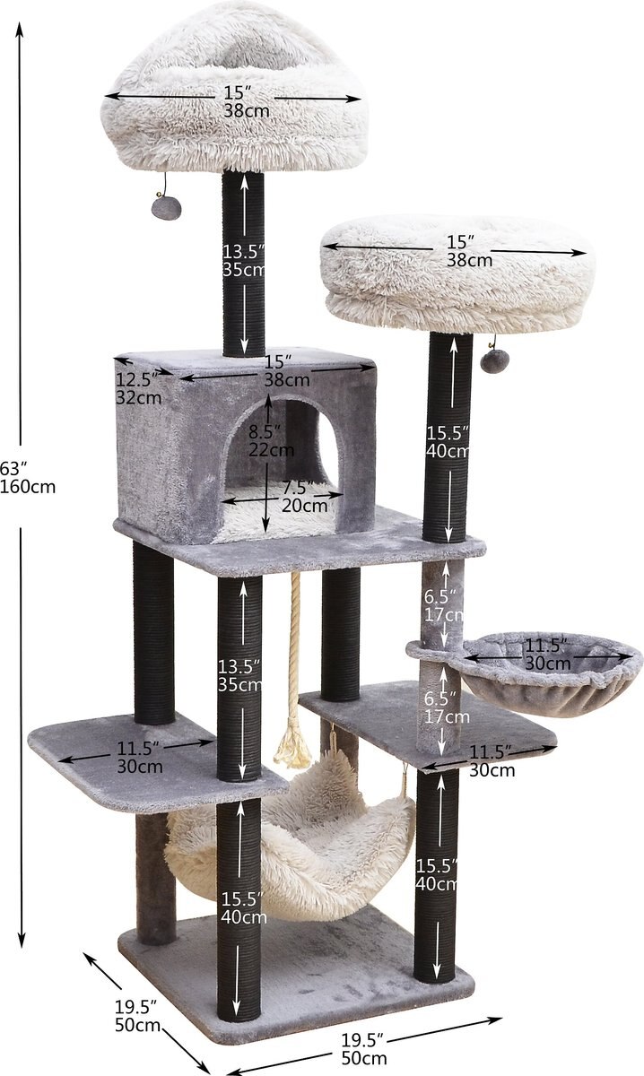 Catry 63-in Faux-Fur Cat Tree and Condo