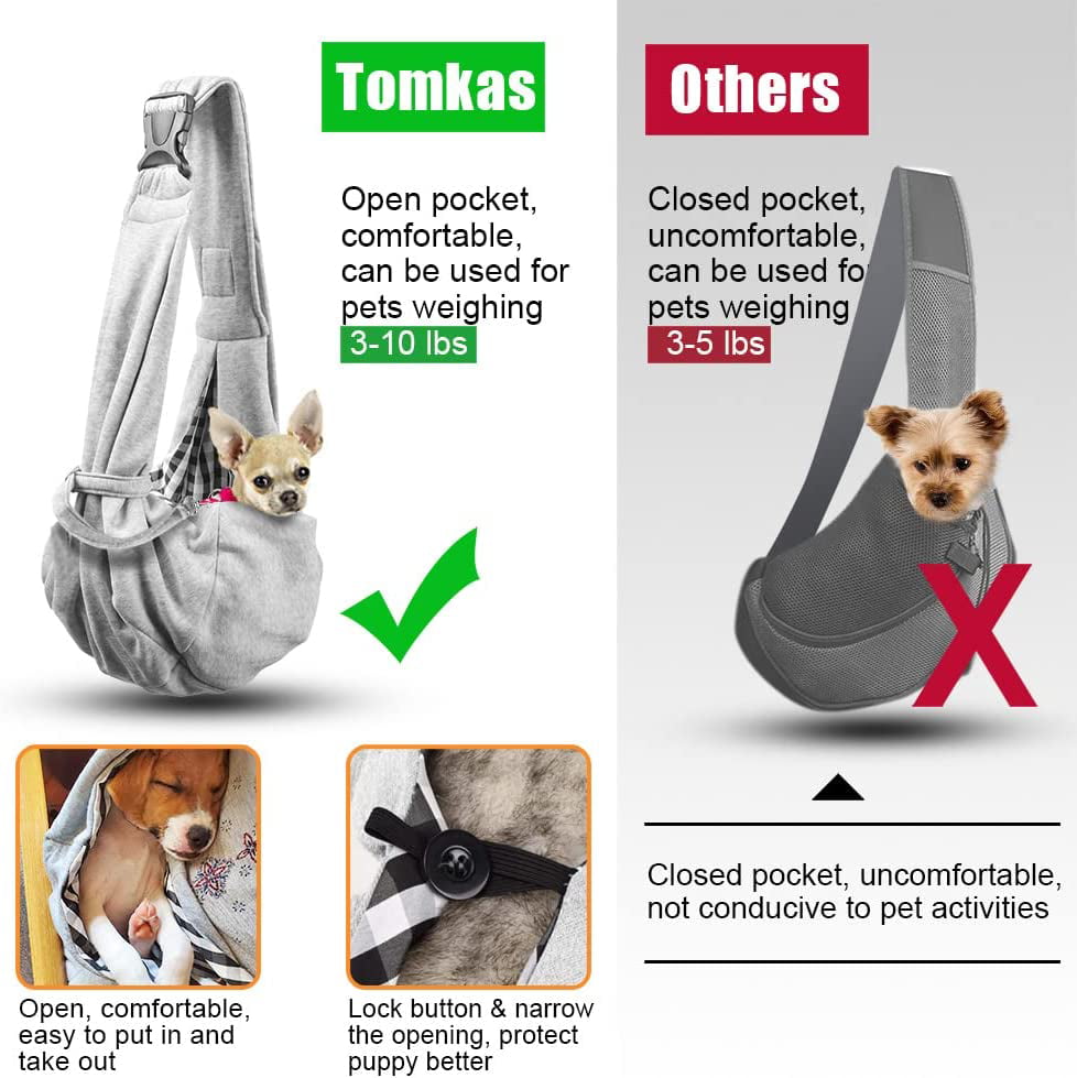 TOMKAS Small Dog/Cat Carrier Sling Hands Free Pet Puppy Outdoor Travel Bag Tote