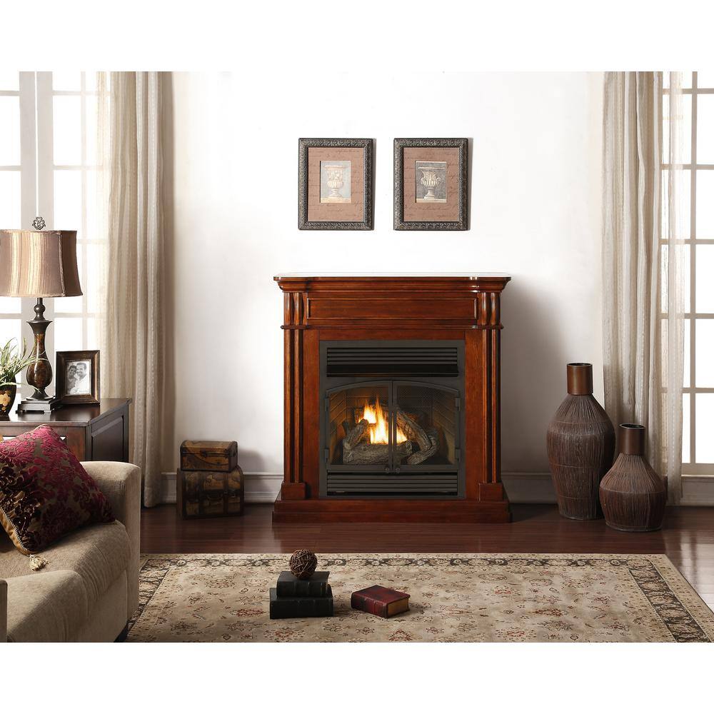 Duluth Forge Dual Fuel Ventless Gas Fireplace - 32000 BTU T-Stat Control Autumn Spice Finish 170122