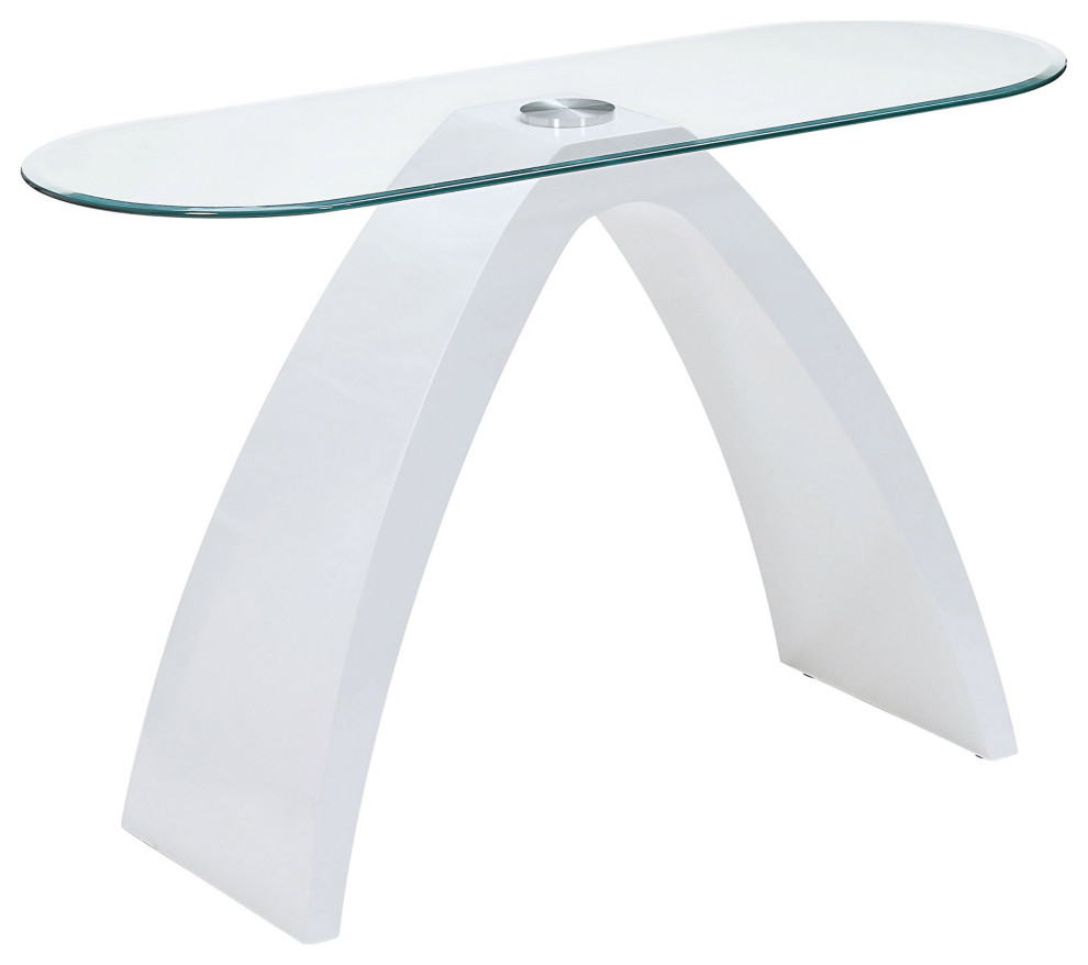 Contemporary Console Table  High Gloss Curved Base  ampBeveled Glass Top   Contemporary   Console Tables   by Decor Love  Houzz