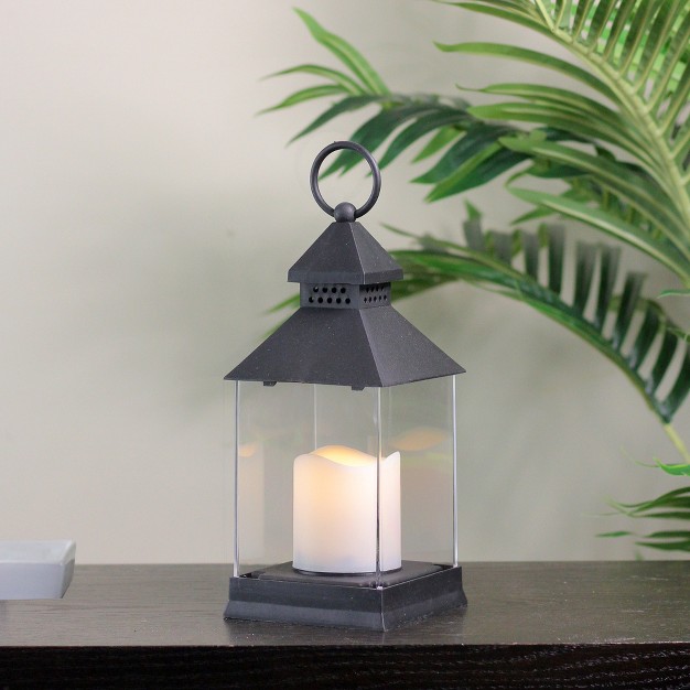 Black Candle Lantern With Flameless Led Candle