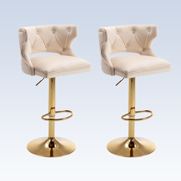 Modern 2PCS Bar Stools With Back and Footrest Counter Height