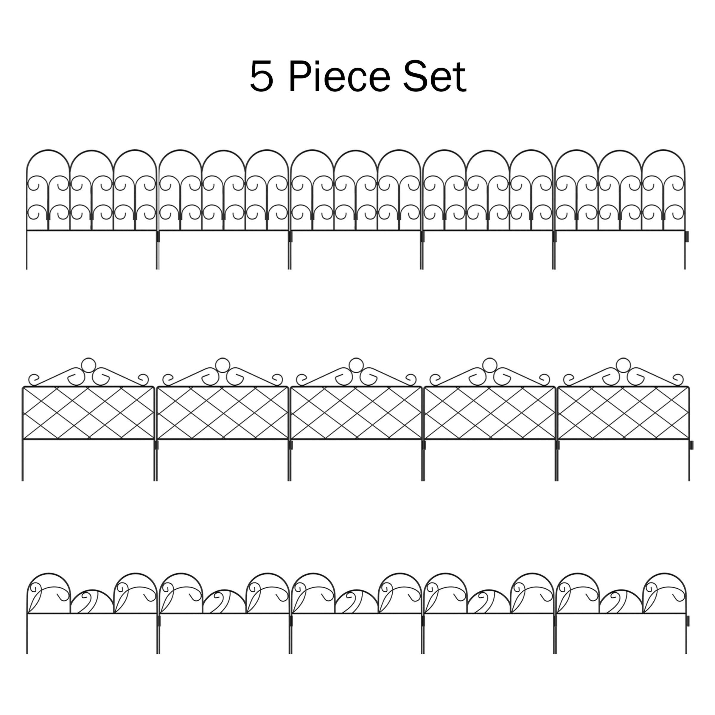 Set of 5 Panels for Iris Decorative Edging Flower Beds & Landscaping- Interlocking, Flexible Design in Black by Pure Garden