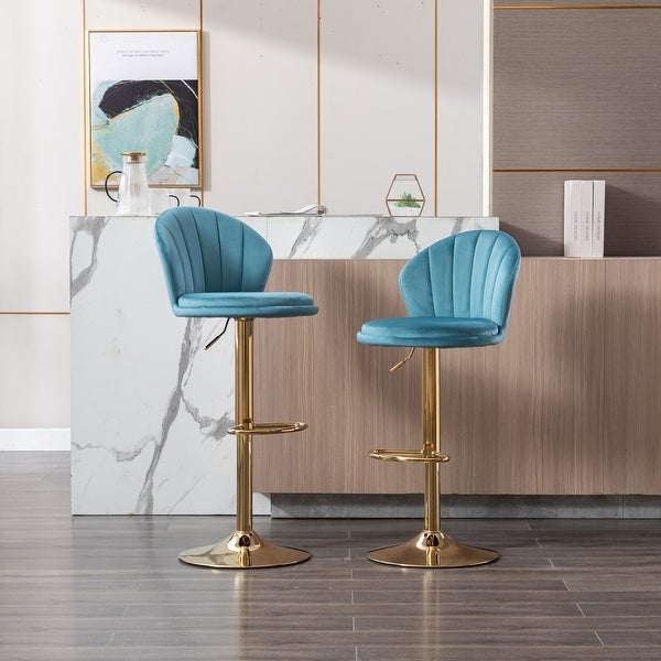 Modern Bar Stools，with Chrome Footrest and Base 2pcs