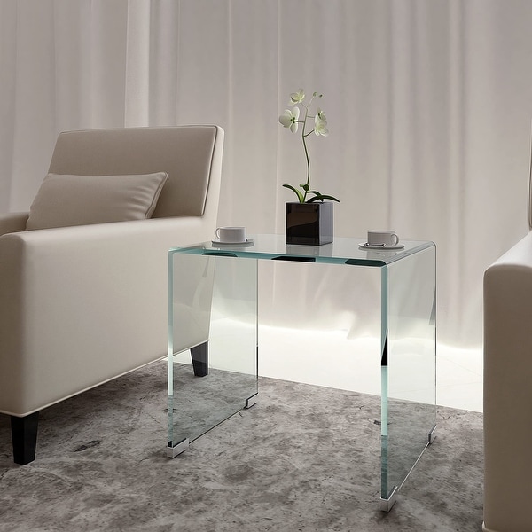 Whole Tempered Glass Coffee Table Clear End Table Transparent SideTable for Living Room - as picture