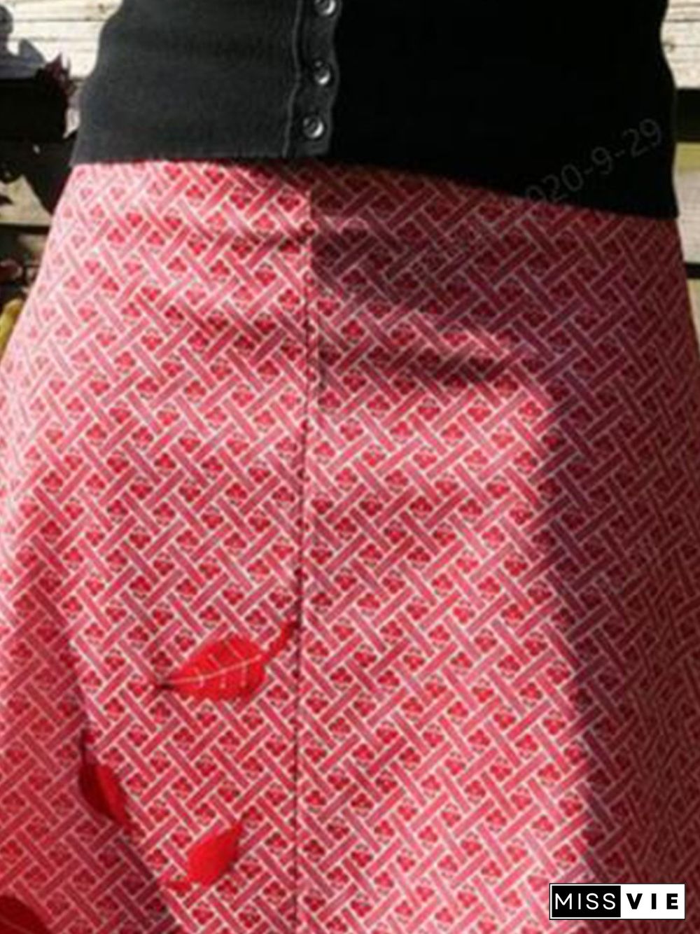 Vintage Plus Size Statement Geometric Printed Casual Skirt