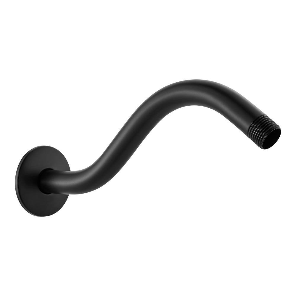 Glacier Bay 9 in. Curved Shower Arm with Flange Matte Black HD59302-6210H