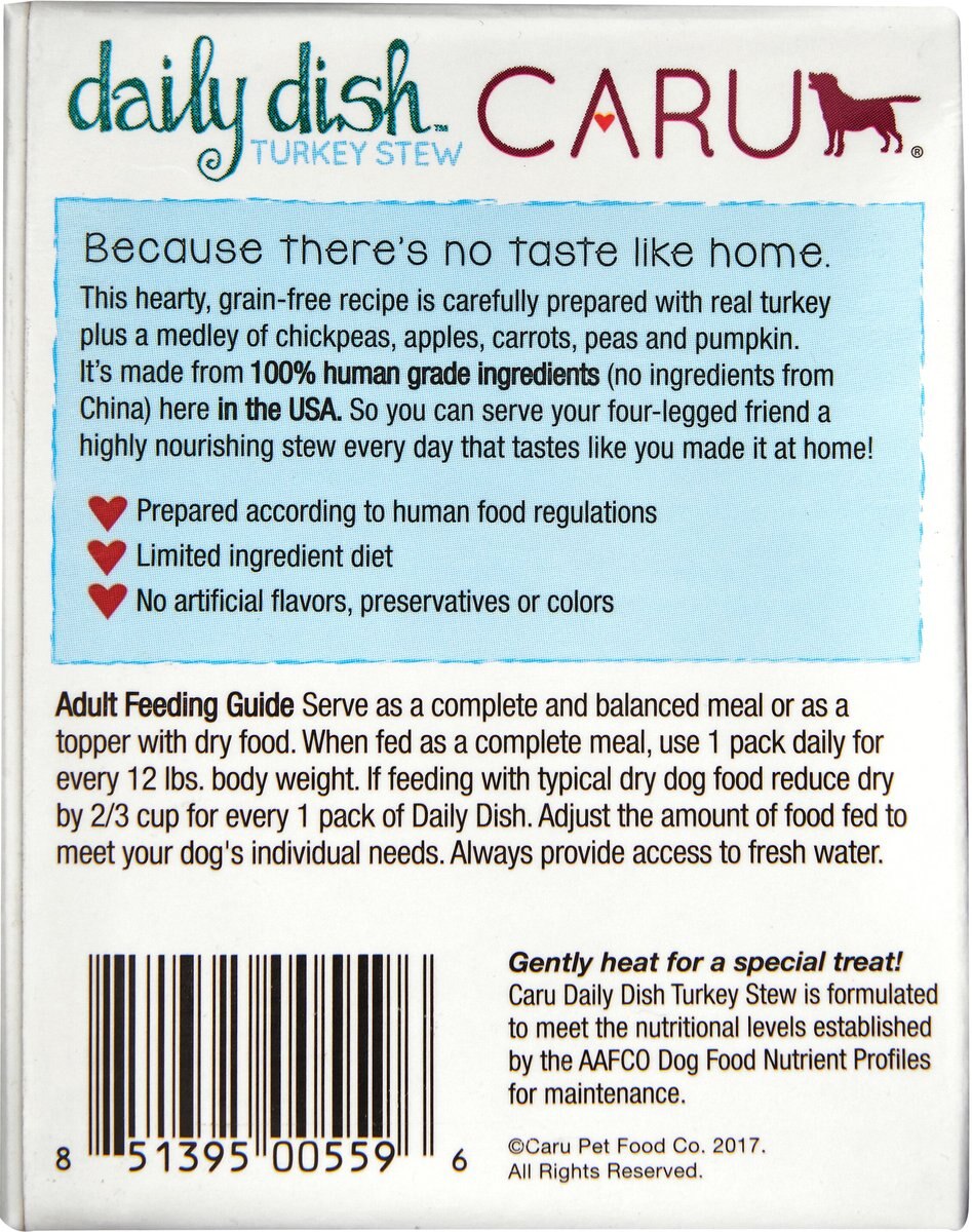 Caru Daily Dish Turkey Stew Grain-Free Wet Dog Food， 12.5-oz， case of 12