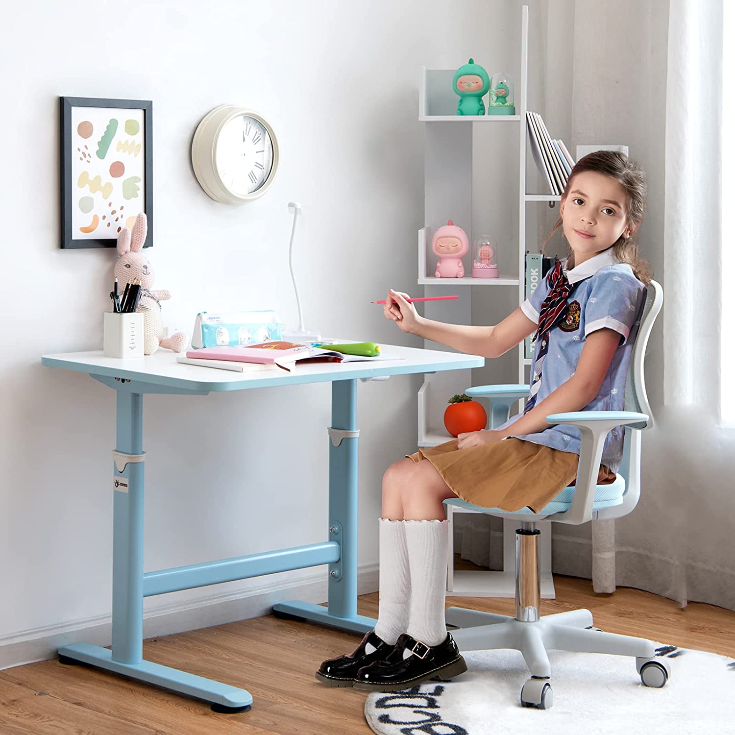 Kids Desk, Height Adjustable Children Study Desk for 3-10 Years Old Boys & Girls