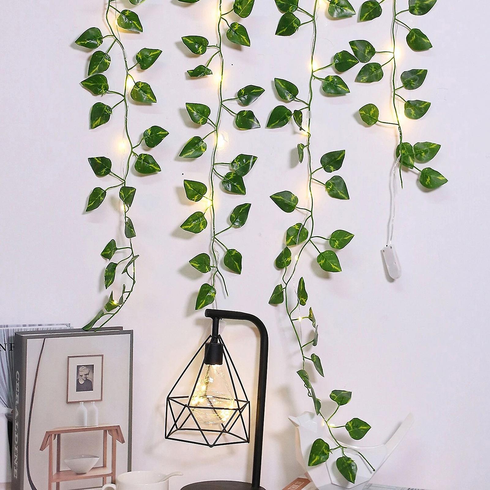 Simulation Scindapsus Aureus Leaves Rattan String Light 2.2m 25 Lamp Beads Copper Wire Constant Bright Room Decoration No.247066