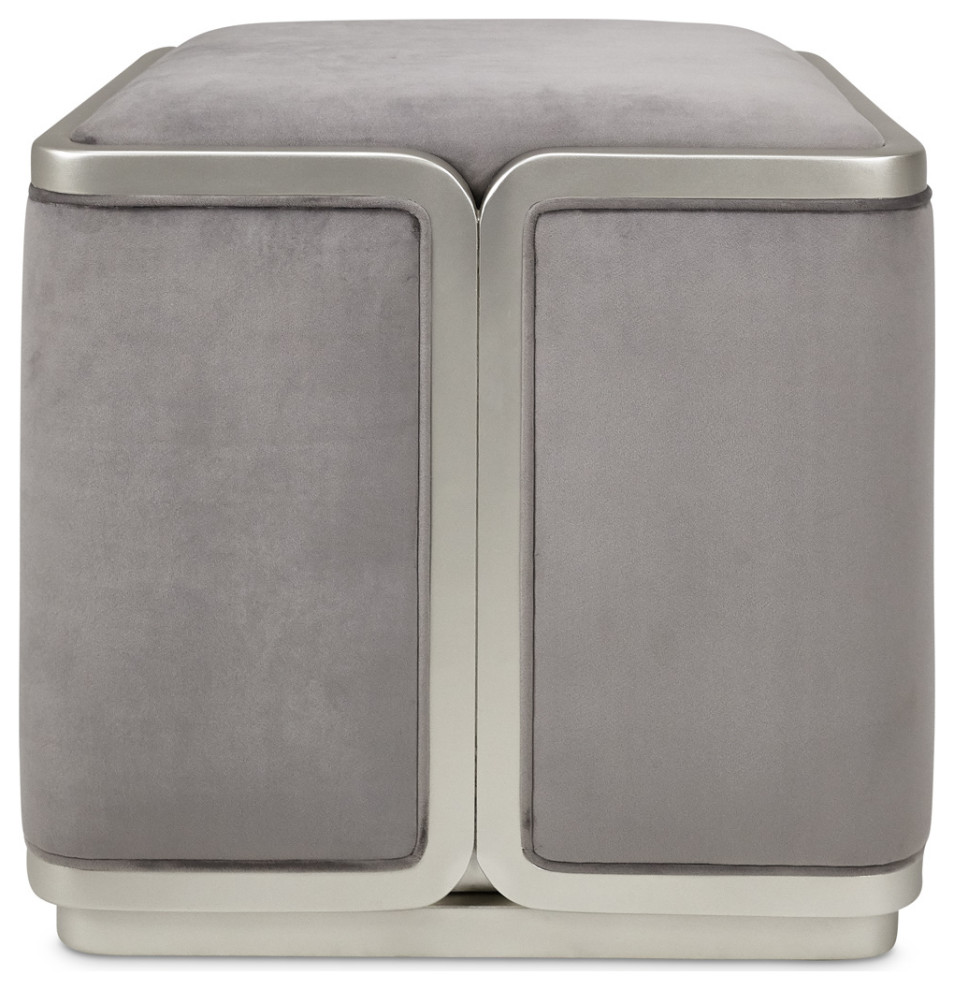 Linea Ottoman   Gray Pearl/Silver Mist   Contemporary   Footstools And Ottomans   by Michael Amini  Houzz