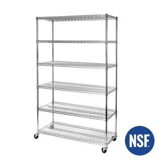 Seville Classics UltraDurable Silver 6-Tier NSF-Certified Steel Wire Garage Storage Shelving Unit (48 in. W x 72 in. H x 18 in. D) WEB563