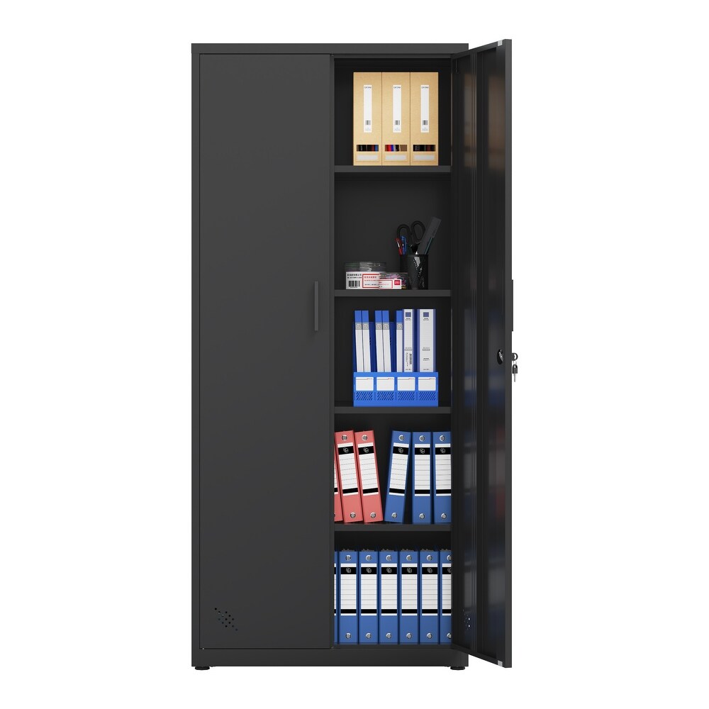 High Storage Cabinet with 2 Doors and 4 Partitions