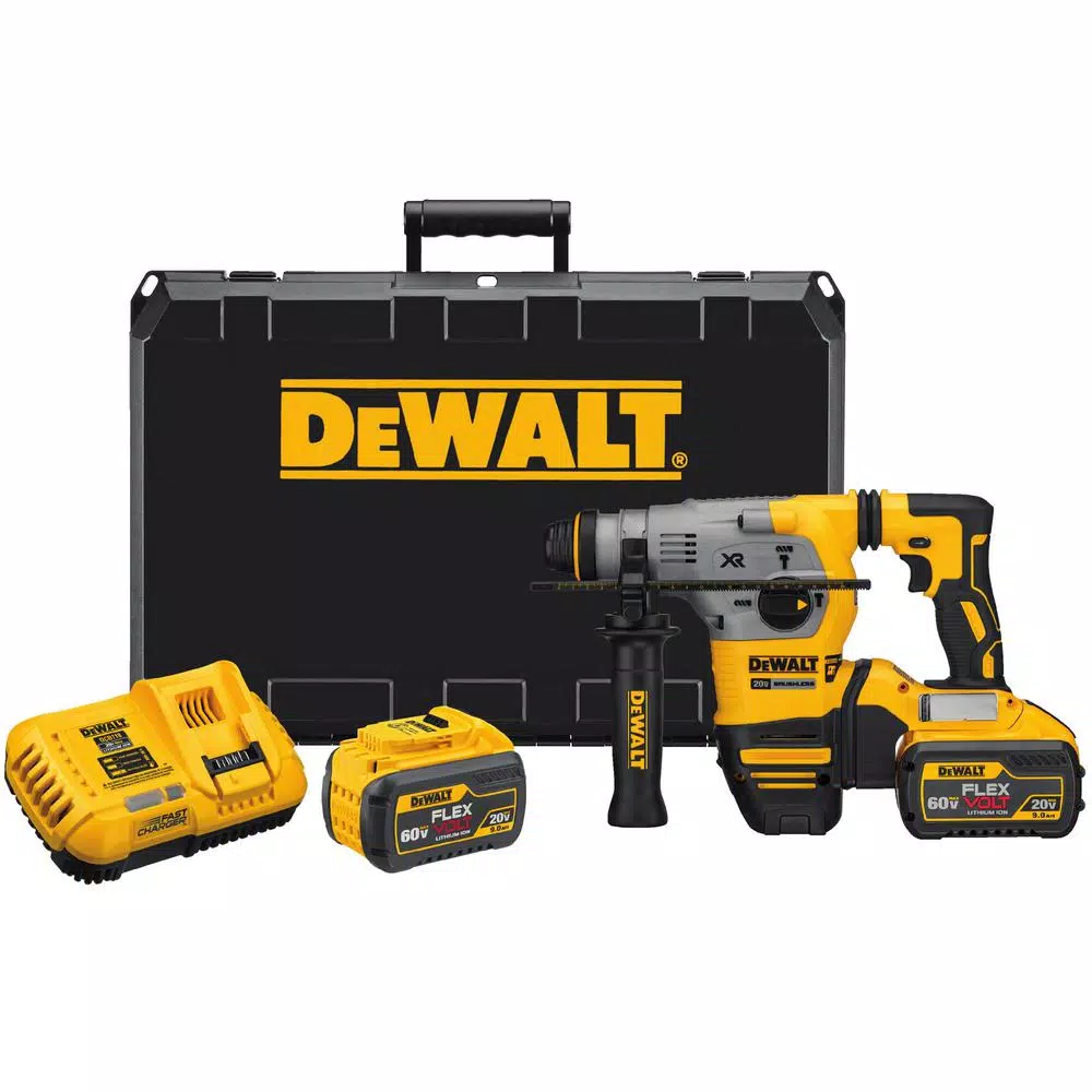 DEWALT 20-Volt MAX XR Cordless Brushless 1-1/8 in. SDS Plus L-Shape Rotary Hammer， (2) FLEXVOLT 9.0Ah Batteries and Charger and#8211; XDC Depot