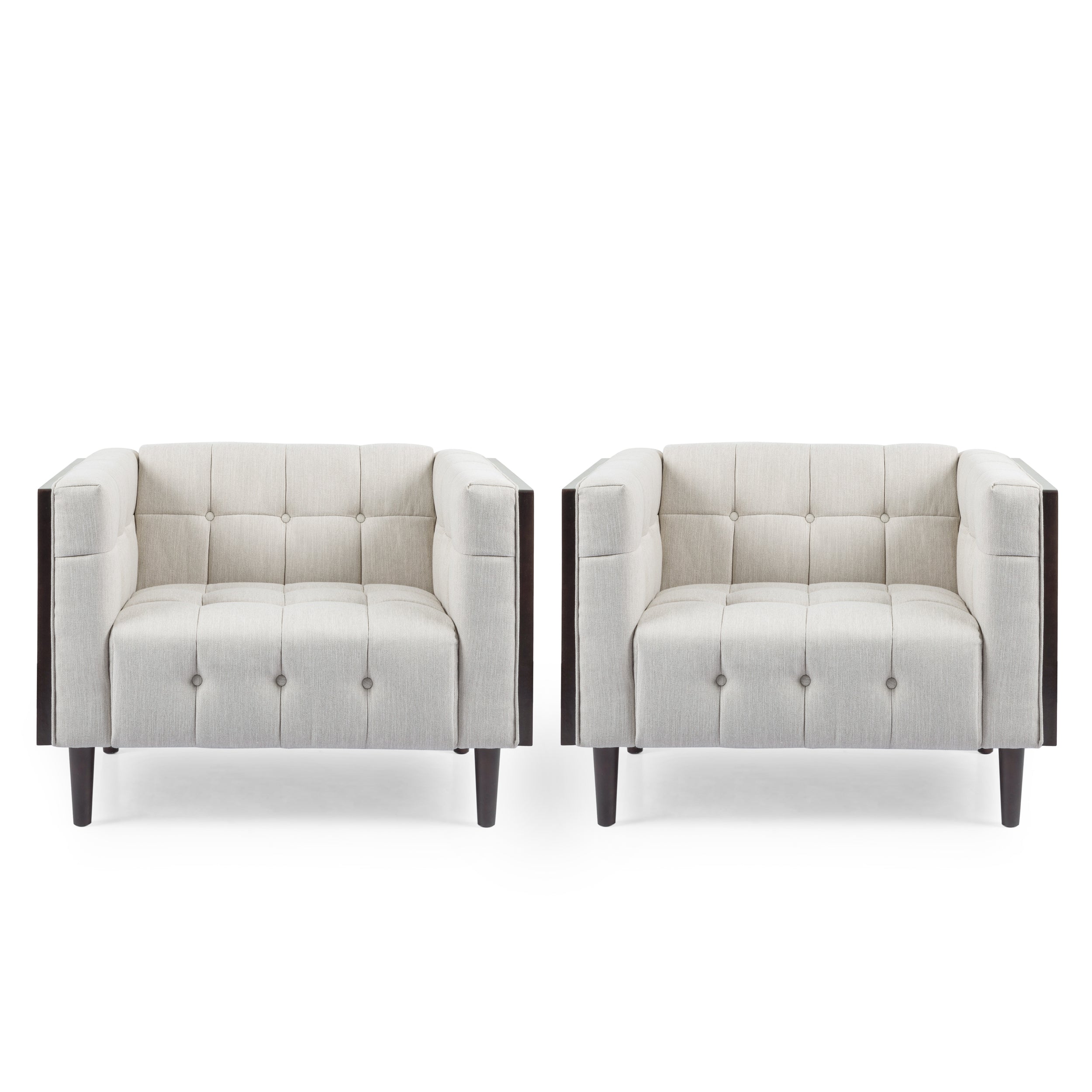 Croton Contemporary Tufted Club Chairs, Set of 2