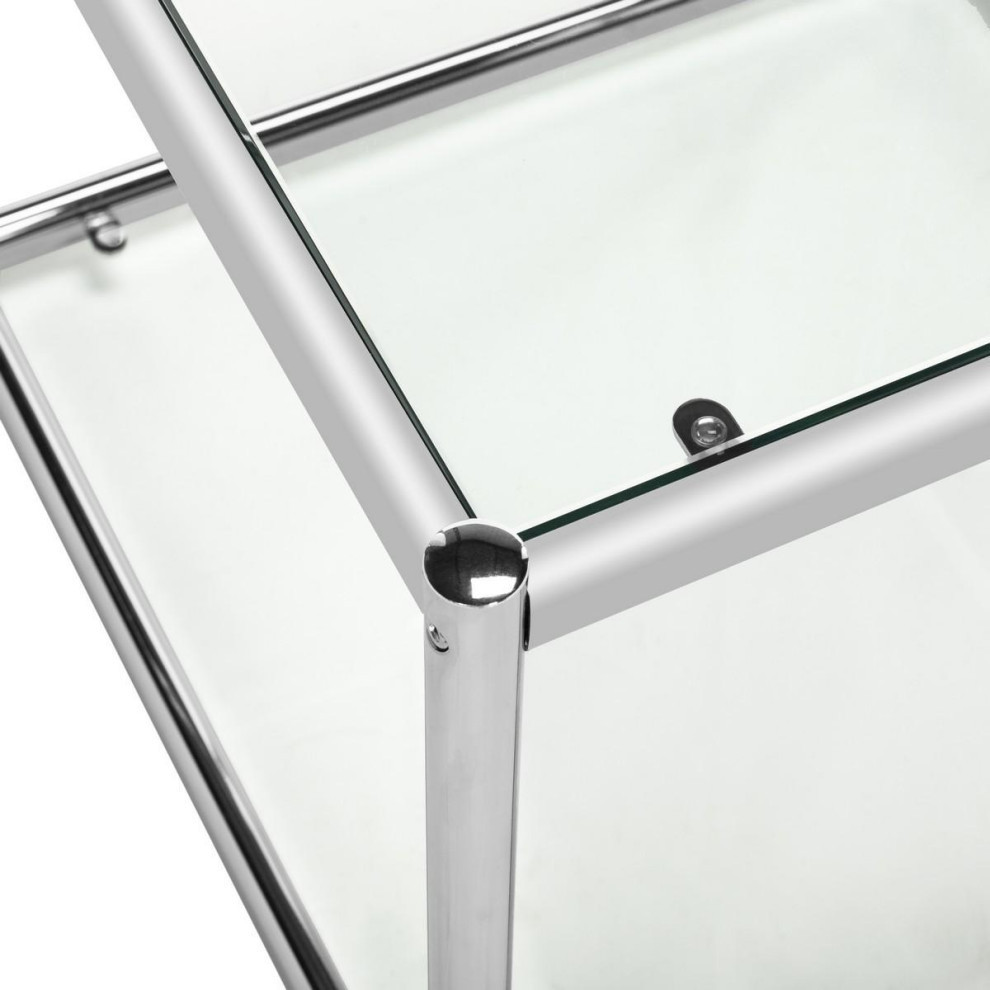 Nathaniel Glass End Table  Chrome   Contemporary   Side Tables And End Tables   by Rustic Home Furniture Deco  Houzz