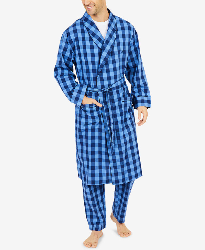 Nautica Men's Buffalo Plaid Shawl-Collar Cotton Robe