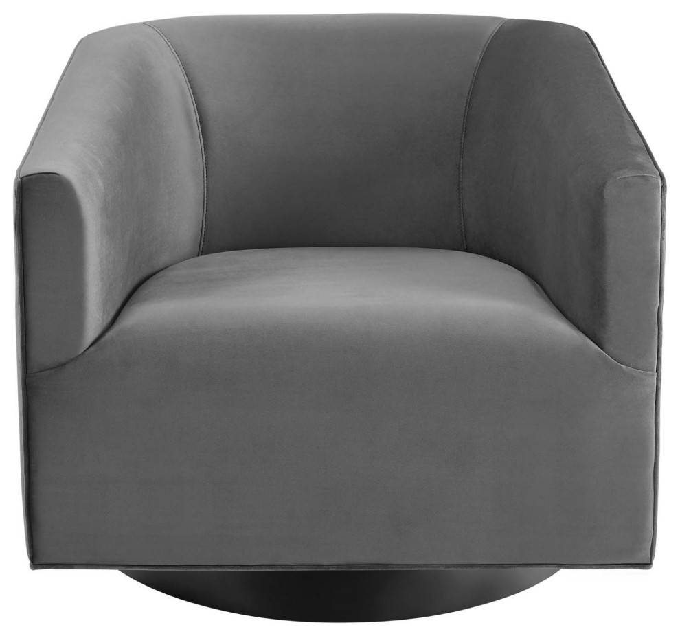 Twist Swivel Chair Performance Velvet Set of 2 Gray   Contemporary   Armchairs And Accent Chairs   by Kolibri Decor  Houzz