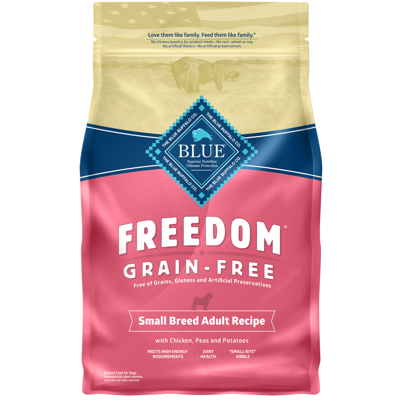 Blue Buffalo Freedom Grain Free Chicken Small Breed Adult Dry Dog Food， 4 Lb. Bag