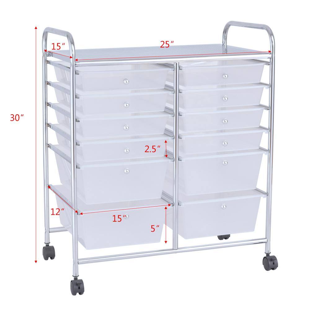 Costway 4-Tier Plastic 4-Wheeled Double Side Rolling Storage Cart in Clear HW56500CL