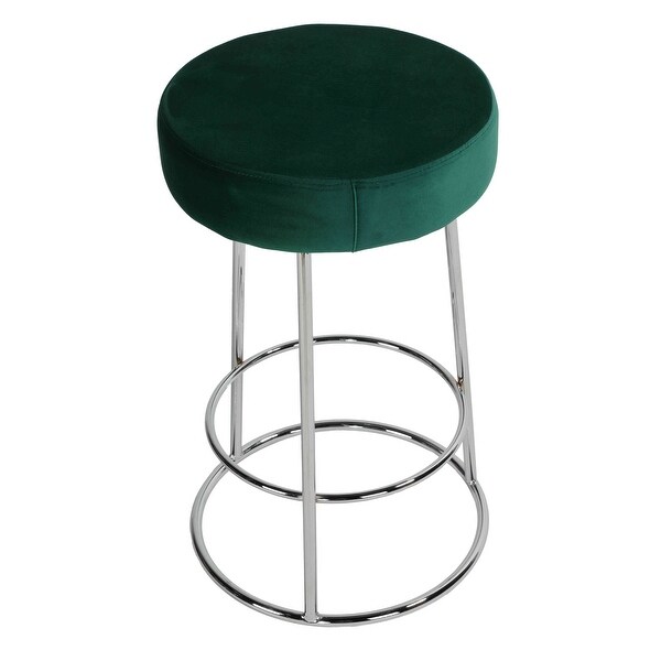 Cortesi Home Bodiam Counterstool in Green Velvet and Chrome， 24