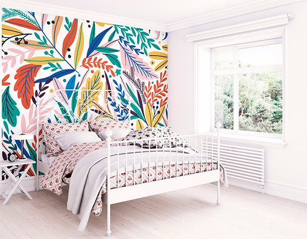 Tropical Patterned Leaves Wall Mural